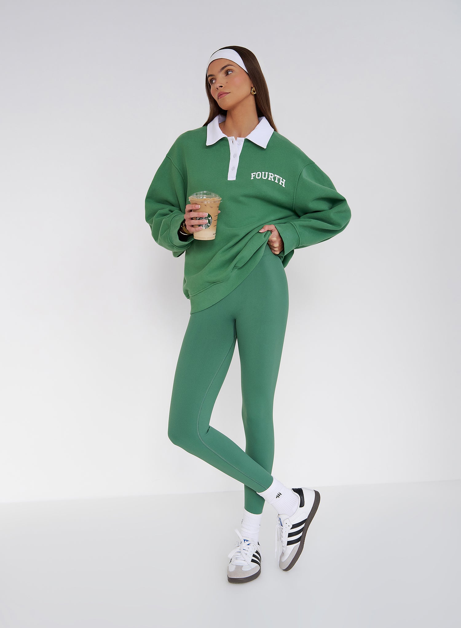 Green Branded Polo Sweatshirt